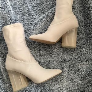 Nude Lycra ankle length bootie